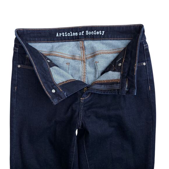 Articles of Society Skinny Jeans Melody Wash Mid Rise Dark Wash Cut Off Hem 26 - Picture 5 of 15